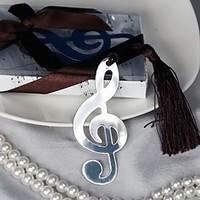 Treble Clef Brushed Metal Bookmark Favor With Elegant Silk Tassel