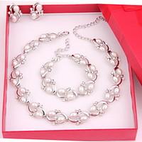 Trendy Moon Style Women Costume Party Sliver Plated Imitation Pearl Jewelry Sets
