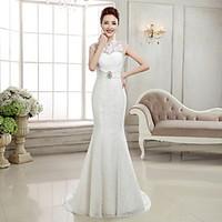 trumpet mermaid wedding dress elegant luxurious beautiful back sweep b ...