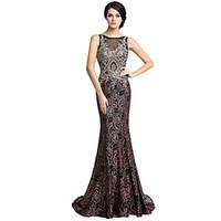 Trumpet / Mermaid Mother of the Bride Dress Sweep / Brush Train Sleeveless Lace Sequined with Lace