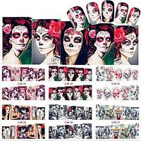 Tracy Simple Nail 1 Sheet Skull Sexy Patterns Water Transfer Nail Art Halloween Designs Tickers Full Cover Color Tips