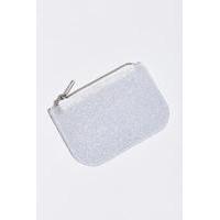 Transparent Silver Glitter Mini Pouch, SILVER