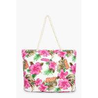 Tropical Flower Beach Bag - white
