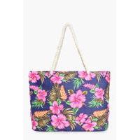 Tropical Flower Beach Bag - blue