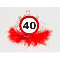 Traffic Sign 40th Tiara With Feathers