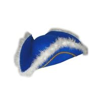 tricorn hat felt blue wiith feather edge