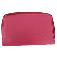 Triple Zip Wallet Purse, Pink, Leather