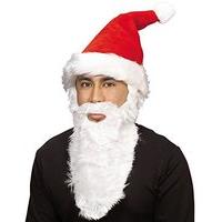 Traditional Plush Santa Hat With Attached Beard