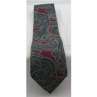 Traditionalist Burgandy and Blues Paisley Printed Luxury Silk Tie