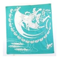 triangle vintageturquoise and white floral patterned silk scarf with r ...
