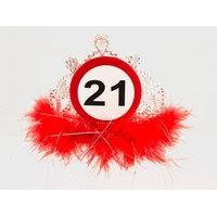 Traffic Sign 21st Tiara With Feathers