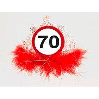 Traffic Sign 70th Tiara With Feathers