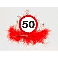 Traffic Sign 50th Tiara With Feathers