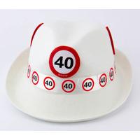 Traffic Sign 40th White Trilby Hat