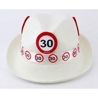 Traffic Sign 30th White Trilby Hat