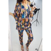 Trina snake printed slinky zip up lounge set