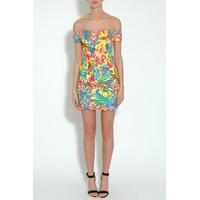 Tropical Printed Off The Shouler Bustier Dress