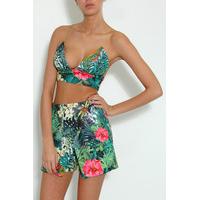 tropical printed co ord crop top