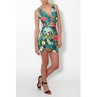 Tropical Print Cut Out Dress
