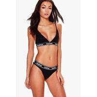 Triangle Bralet Thong Boohoo Branding - black