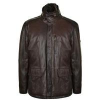 TRAPPER Faux Fur Collar Leather Jacket