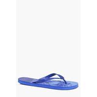 Tree Print Flip Flops - blue