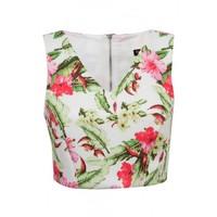 tropical floral scuba crop