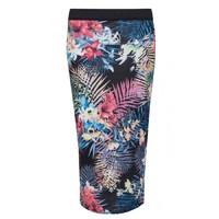 TROPICAL PRINT MIDI SKIRT