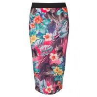 TROPICAL PRINT MIDI SKIRT