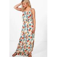 Tropical Double Layer Maxi Dress - ivory