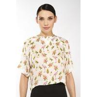 Tropical Pineapple Silk Cropped Top