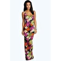 tropical scoop neck maxi dress multi