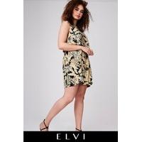 tropical print overlay dress