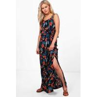 tropical double layer maxi dress midnight