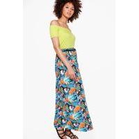 Tropical Print Maxi Skirt - blue