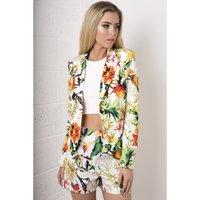 tropical floral multi coloured blazer