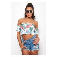 tropical print bardot top