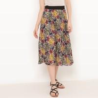 Tropical Print Midi Skirt