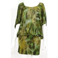 Traffic People Green Peacock Print Dress Size Meduim