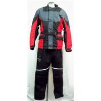 Triumph red and black motor cycle suit with padded liner Size Jacket S Trousers L