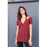 Truly Madly Deeply Nine Iron Halter T-shirt, MAROON