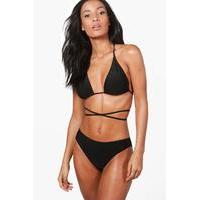 triangle criss cross tie bikini black