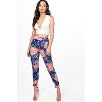 tropical floral stretch skinny trousers royal