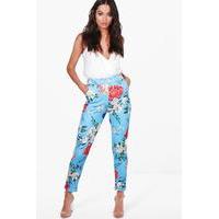 Tropical Floral Stretch Skinny Trousers - multi