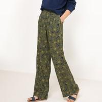 Tropical Print Wide Leg Trousers