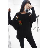 Trudi bird embroidered oversized jumper