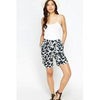 Tropical Print High Waisted Shorts