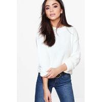 Triangle Stitch Cropped Jumper - cream