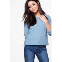 Triangle Stitch Cropped Jumper - blue