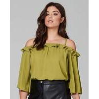 traffic people off shoulder frill top